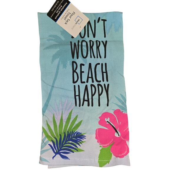 Decorative Flour Sack Towels Life is Sweet Don't Worry Beach Happy - Picture 3 of 5